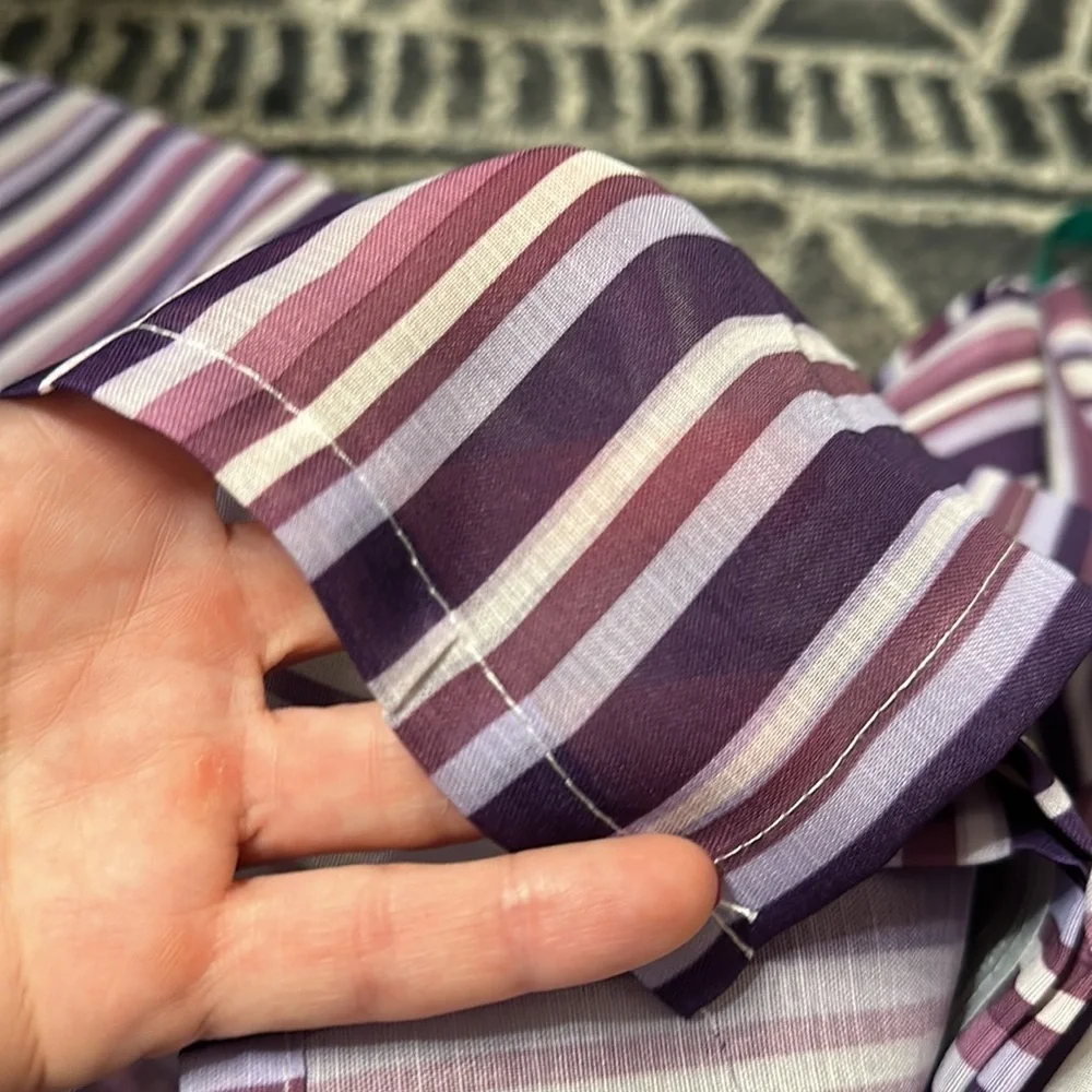 💜🤍💜IKEA purple pinstriped curtain panels 57” x 98” (set of two) Praktklocka